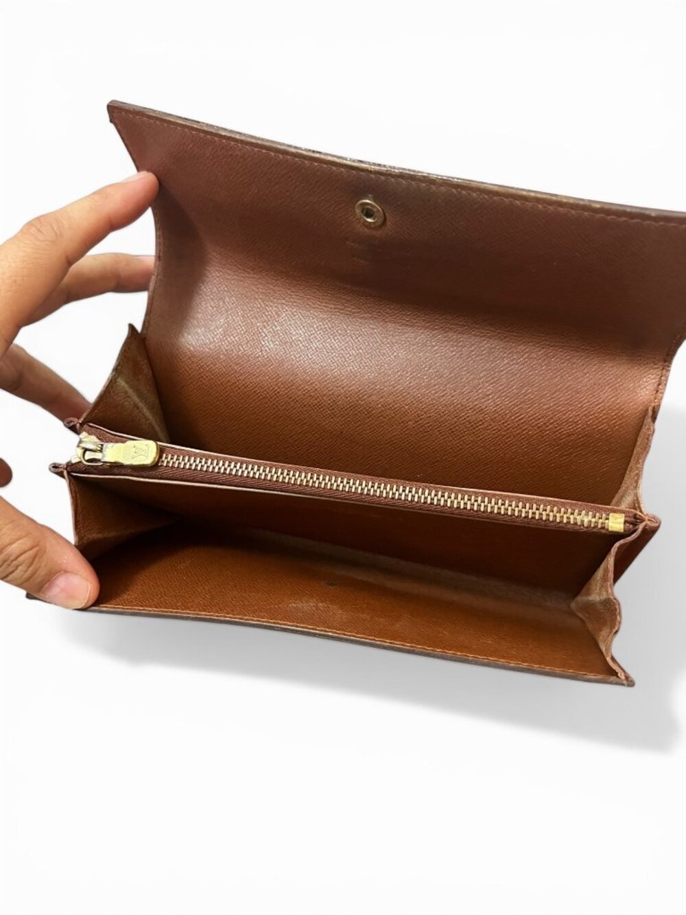 Vintage Louis Vuitton Monogram Canvas Crossbody Bifold Wallet Gold Chain Strap - Picture 5 of 8